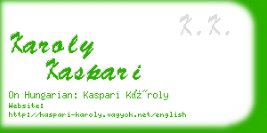 karoly kaspari business card